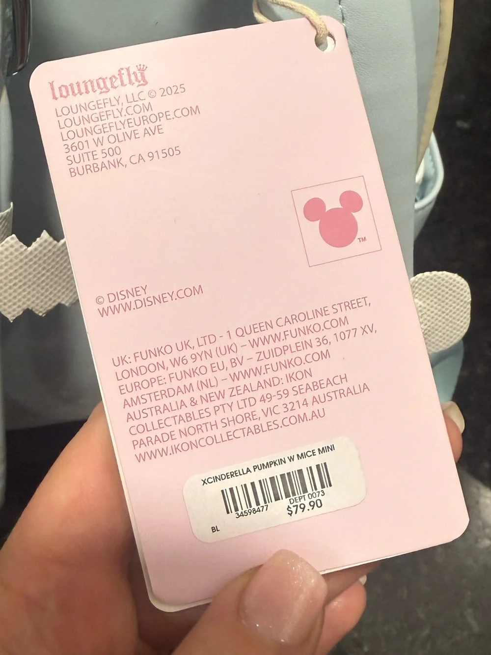 Loungefly Pastel Blue & Cream Mini Backpack with Disney Tag